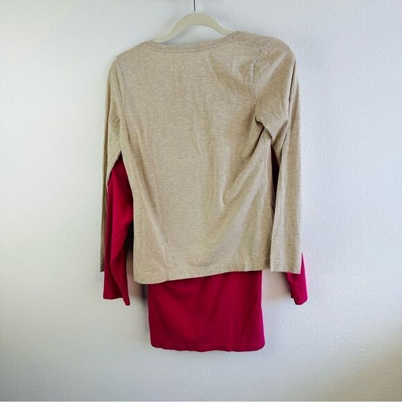 LL Bean Lands End Tee Lot Of 2 Beige And Pink Size S - Picture 4 of 4